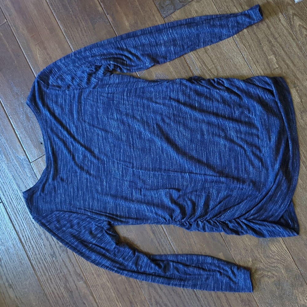 Motherhood Maternity Long Sleeve Heathered Navy Shirt, Size Medium - Picture 3 of 6